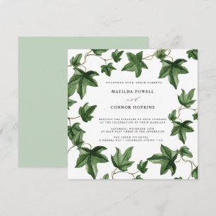 Hedera   Botanische bruiloft met groene olievlekke Kaart
