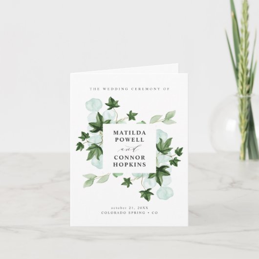 Hedera | Ivy Leaves Botanical Wedding Programme (Voorkant)