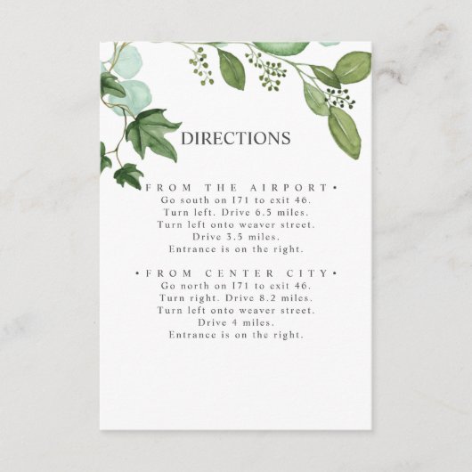 Hedera | Ivy Leaves Chic WEDDING Routebeschrijving Informatiekaartje (Voorkant)