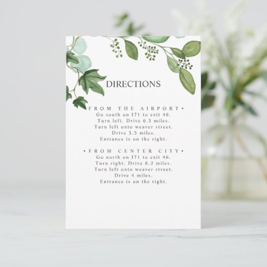 Hedera | Ivy Leaves Chic WEDDING Routebeschrijving Informatiekaartje (Staand voorkant)
