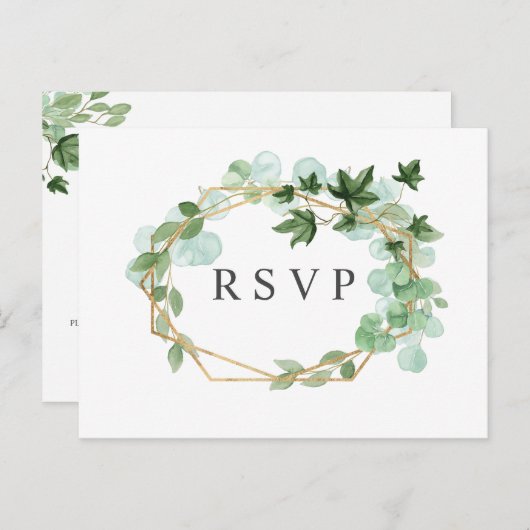 Hedera | Ivy verlaat botanische bruiloft RSVP Briefkaart (Voorkant / Achterkant)