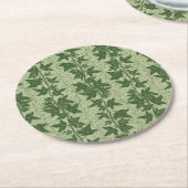 Hedera Ivy Vines - botanisch groen D_L patroon. Ronde Kartonnen Onderzetter (Gebogen)