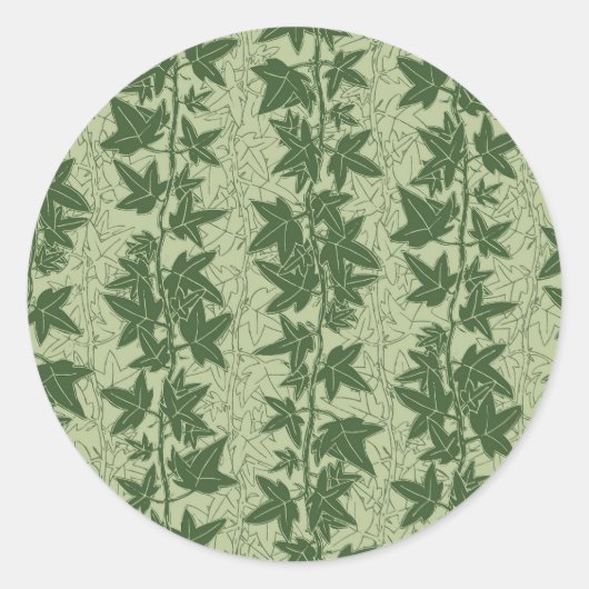 Hedera Ivy Vines - botanisch groen D_L patroon. Ronde Sticker (Voorkant)