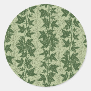 Hedera Ivy Vines - botanisch groen D_L patroon. Ronde Sticker