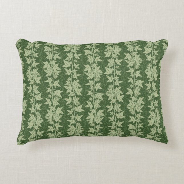 Hedera Ivy Vines - botanisch groen L_D patroon. Accent Kussen (Voorkant)