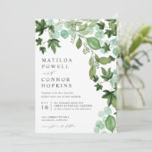 Hedera | Modern IVY Eucalyptus Botanical Wedding Kaart (Staand voorkant)