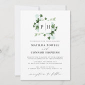 Hedera Monogram | Ivy Eucalyptus Botanical Wedding Kaart (Voorkant)