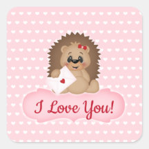 Hedge Hog Valentijn Letter Mail I Love You Sticker