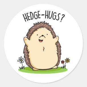 Hedge Hugs Cute Hedge Hog Pun Ronde Sticker