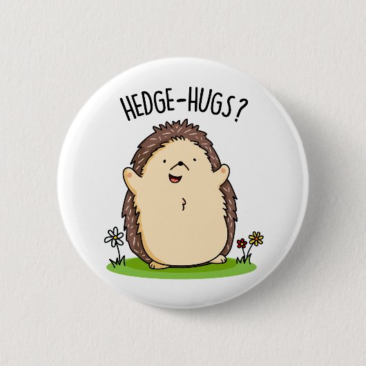Hedge Hugs Funny Hedegel Pun Ronde Button 5,7 Cm (Voorkant)