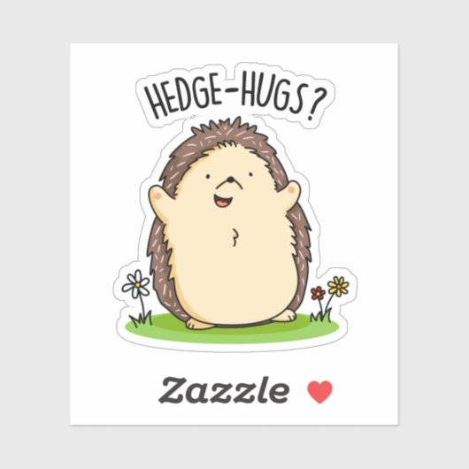 Hedge Hugs Funny Hedegel Pun Sticker (Vel)