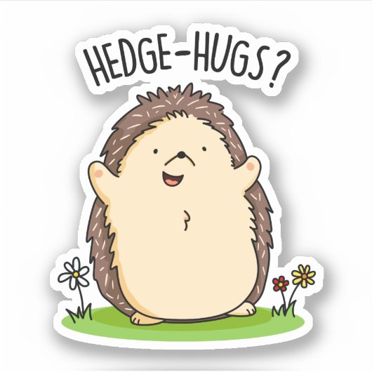 Hedge Hugs Funny Hedegel Pun Sticker (Voorkant)