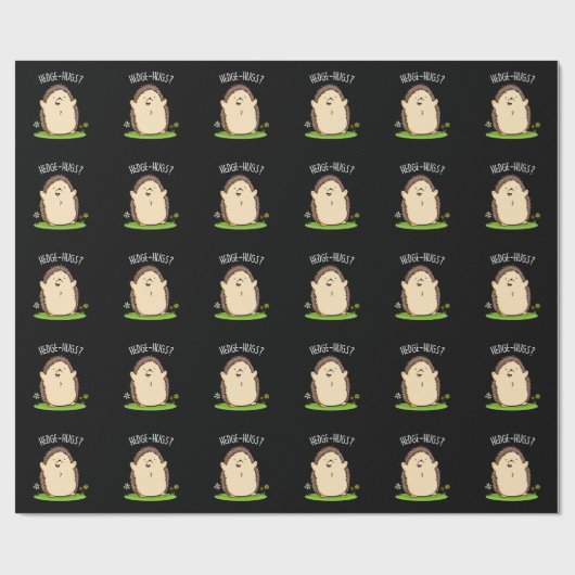 Hedge Hugs Grappige Hedgehog Pun Dark BG Cadeaupapier (Vlak)