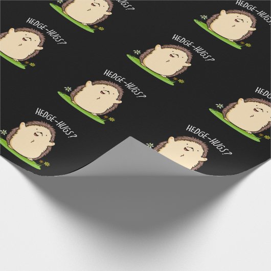 Hedge Hugs Grappige Hedgehog Pun Dark BG Cadeaupapier (Hoek)