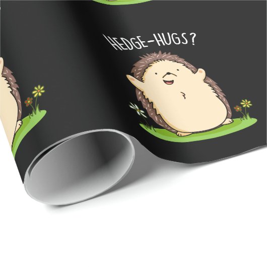 Hedge Hugs Grappige Hedgehog Pun Dark BG Cadeaupapier (Rol Hoek)