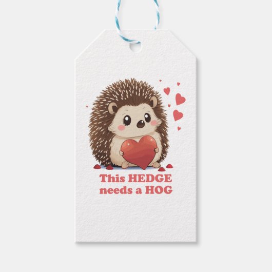 Hedge Needs Hog Cute Hedgel Valentijnsdag Cotta Cadeaulabel (Voorkant)