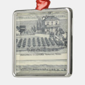 Hedge Row Vineyard, Fresno Metalen Ornament (Links)