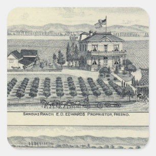 Hedge Row Vineyard, Fresno Vierkante Sticker
