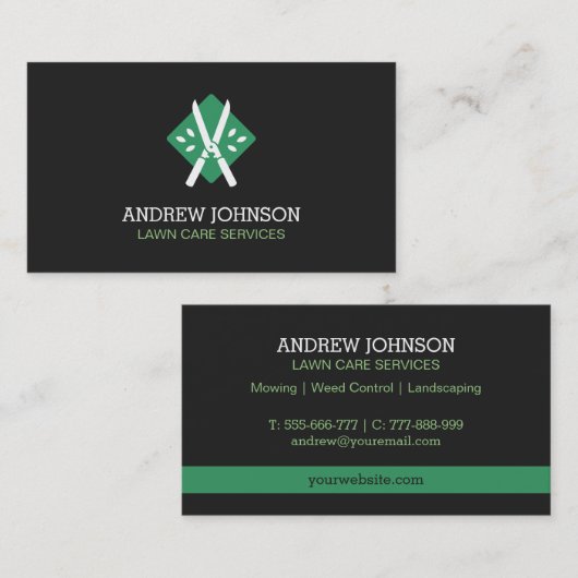 Hedge Shears verlaat Logo gazon maaien Visitekaart Visitekaartje (Voorkant / Achterkant)