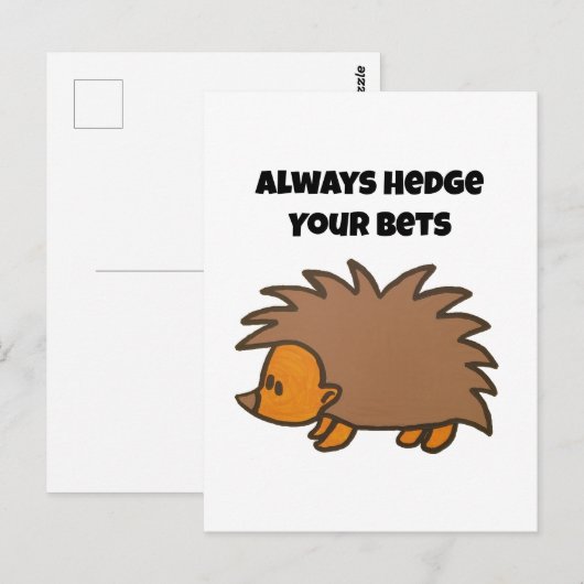 Hedge Uw Weddenschappen Hedgehog Grappige Gokken C Briefkaart (Voorkant / Achterkant)