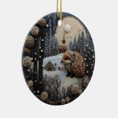 Hedgehog 3D kerstdier Keramisch Ornament (Rechts)