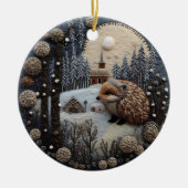 Hedgehog 3D kerstdier Keramisch Ornament (Voorkant)