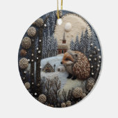 Hedgehog 3D kerstdier Keramisch Ornament (Links)