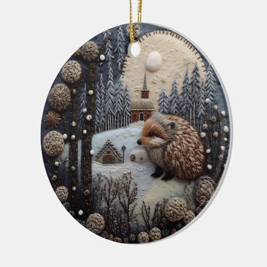 Hedgehog 3D kerstdier Keramisch Ornament (Links)