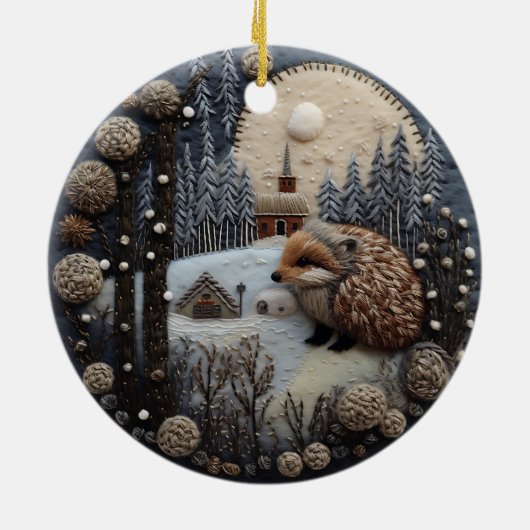 Hedgehog 3D kerstdier Keramisch Ornament (Achterkant)