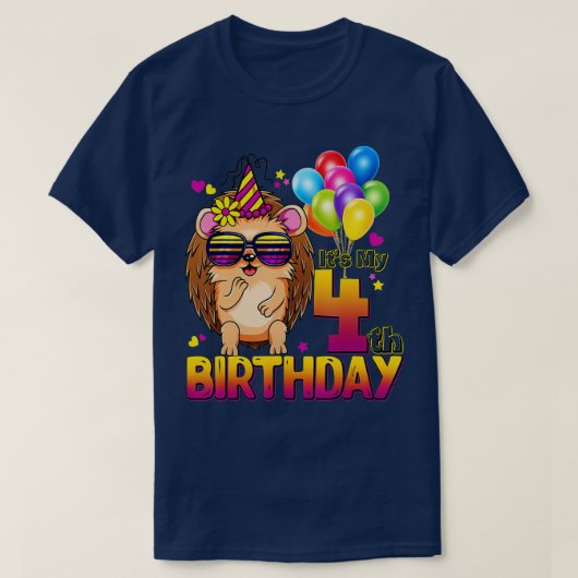Hedgehog 4th Birthday Shirt 4 Years Old Hedgehog B (Design voorkant)