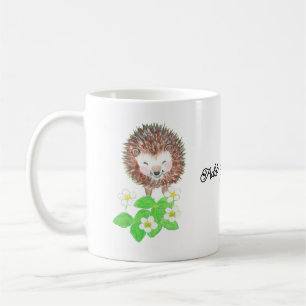 Hedgehog & Aardbeienbloemen gepersonaliseerd geluk Koffiemok