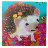 Hedgehog and Bee Ceramic Kitchen Tile Tegeltje (Voorkant)