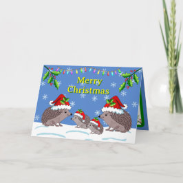 Hedgehog and children Christmas  Card Kaart