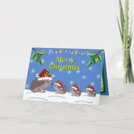 Hedgehog and children Christmas  Kaart