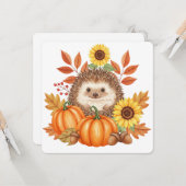 Hedgehog and pumpkin thanksgiving card kaart (Voorkant / Achterkant in situ)