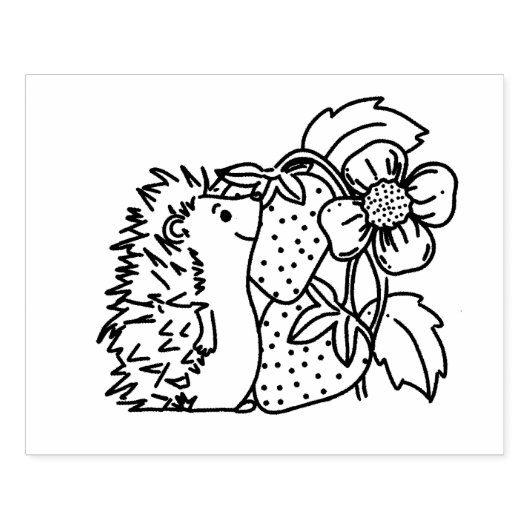 Hedgehog and Strawberries Rubberstempel (Afrduk)