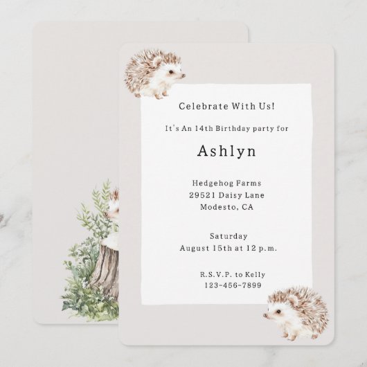 Hedgehog Animal Birthday   Kaart (Voorkant / Achterkant)