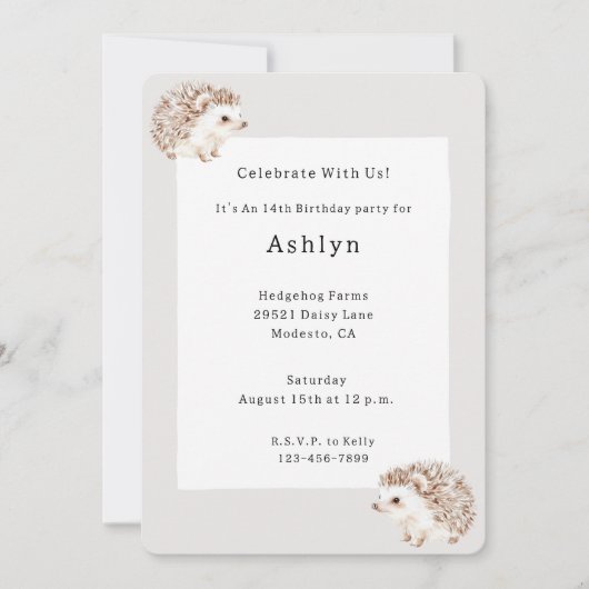 Hedgehog Animal Birthday   Kaart (Voorkant)