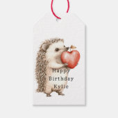 Hedgehog Apple Hart Verjaardag Cadeaulabel (Voorkant)