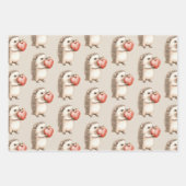 Hedgehog Apple Hart Verjaardag Inpakpapier Vel (Voorkant 2)