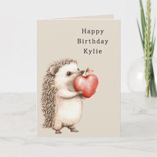 Hedgehog Apple Hart Verjaardag Kaart (Voorkant)
