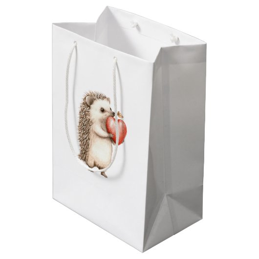 Hedgehog Apple Hart Verjaardag Medium Cadeauzakje (Achterkant Gekanteld)