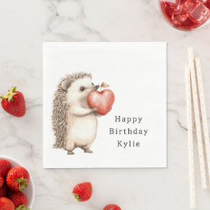 Hedgehog Apple Hart Verjaardag Servet