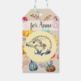 Hedgehog Autumn Art Custom Gift Label Cadeaulabel