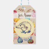 Hedgehog Autumn Art Custom Gift Label Cadeaulabel (Achterkant)