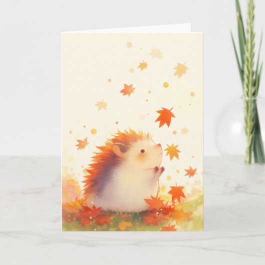 Hedgehog Autumn Fun Kaart (Voorkant)
