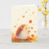 Hedgehog Autumn Fun Kaart (Gele Bloem)