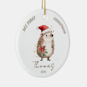 Hedgehog Baby 1st Christmas Photo Ornament (Rechts)