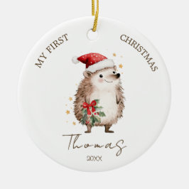 Hedgehog Baby 1st Christmas Photo Ornament
