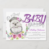 Hedgehog Baby Floral Baby shower Kaart (Voorkant)